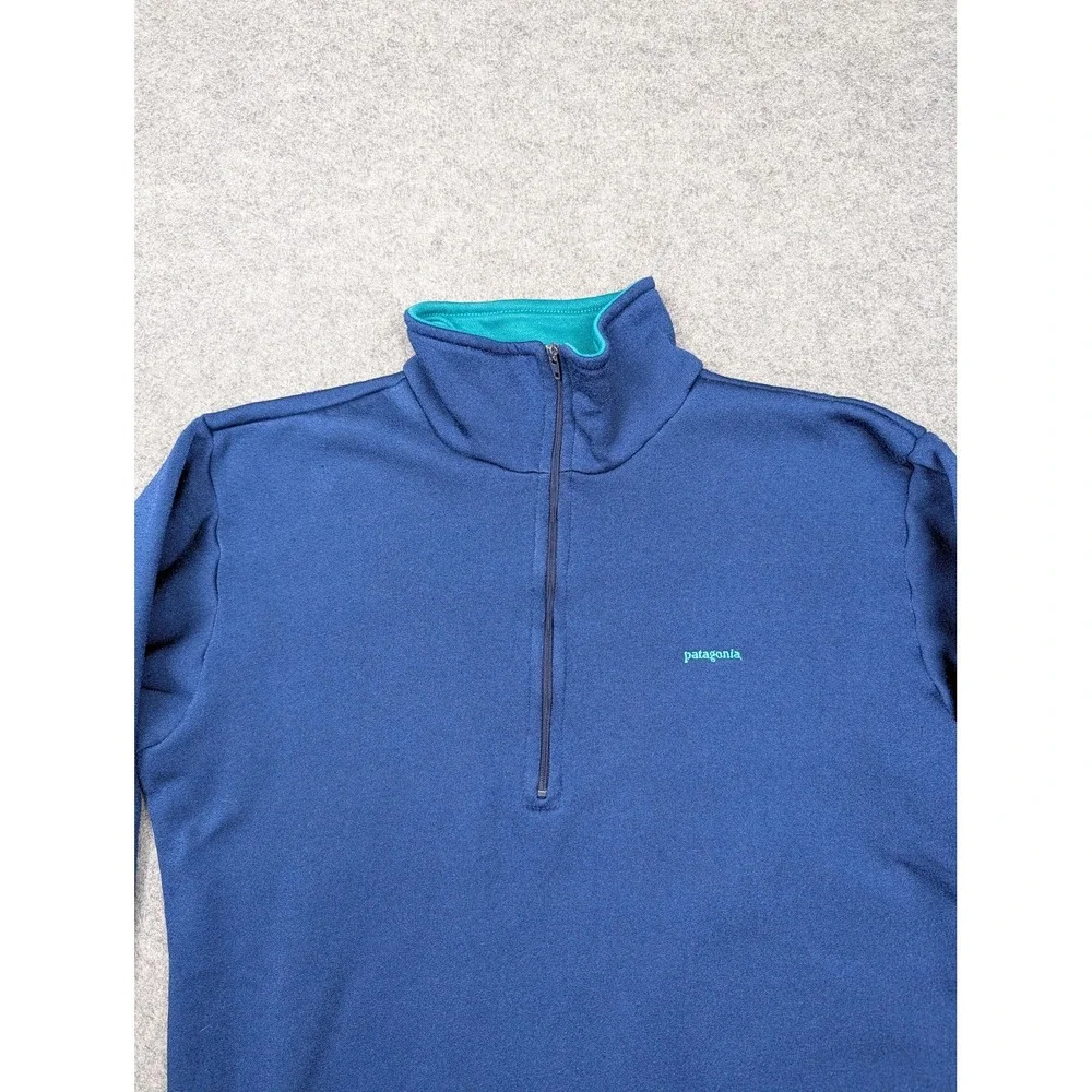 Vintage Patagonia Pullover Mens Medium Blue Capilene 1/4 Zip Fleece USA Hiking